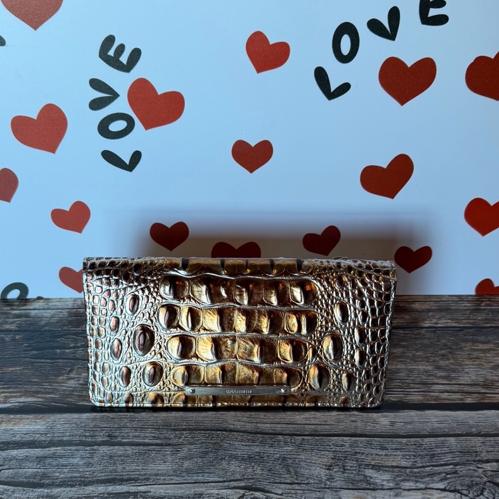 Brahmin Ady MACCHIATO Wallet Metallic RARE GORGEOUS Silver Gold Copper FIRM $
